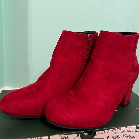 Red Suade Booties - Picture 1 of 5
